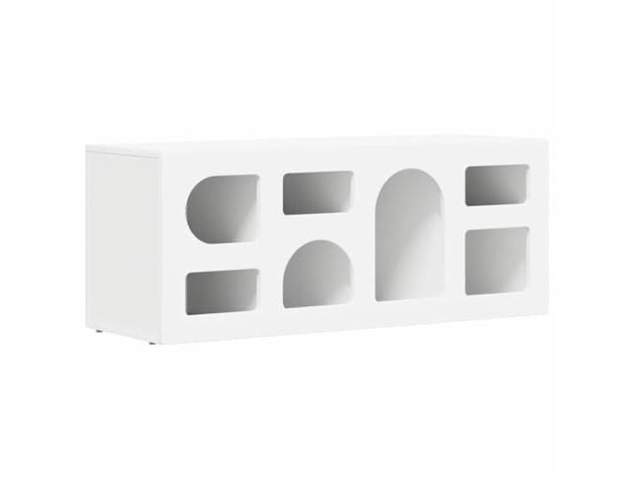 KTHLBRH TV-Schrank 100 x 35 x 40 cm weiß Holz Engineered 7 Ablagen Pflegeleichte Oberfläche Moderner Stil Wohnzimmer Schlafzimmer Einfache Montage