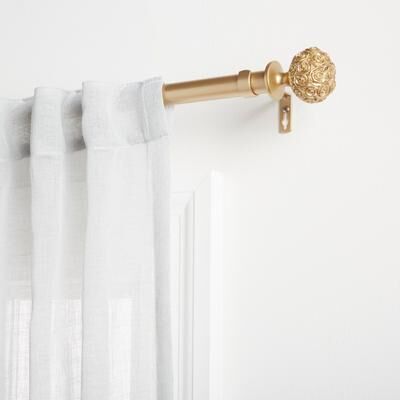 ATI Home Peony 1"" Adjustable Curtain Rod and Finial Set"
