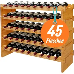 Relaxdays, Weinregal, Weinregal (45 Flaschen, 85 x 25.50 x 68 cm)