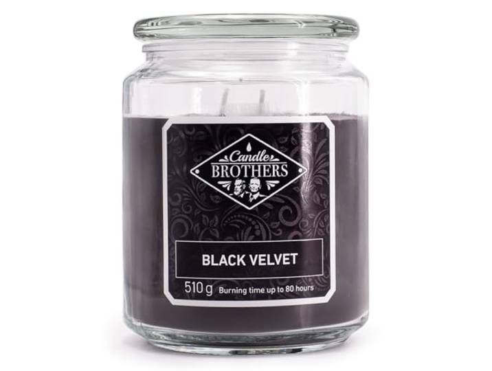 Candle Brothers - Grande bougie parfumée dans un verre - Velours noir - Longue durée de combustion (110 h) - Noir - 510 g