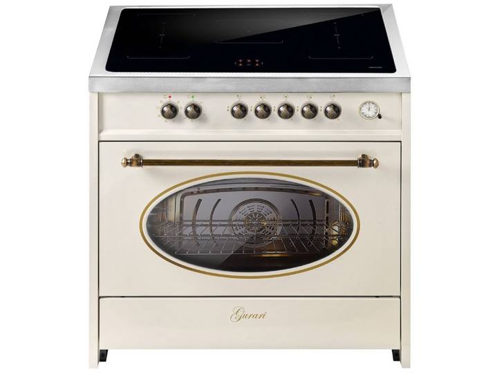GURARI Induktions-Standherd E 913 RU CR im schönen RETRO Design Range Cooker Creme 90 cm, Induktion Elektro Retro Standherd 90 cm (Creme)