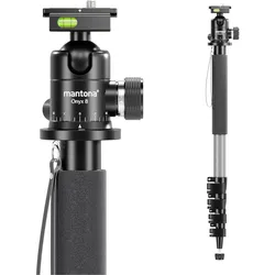 Walimex pro 1983 Carbon Einbeinstativ + Onyx 8 Kugelkopf Stativkopf Reisestativ (Carbon, Kunststoff, Metall), Stativ, Schwarz