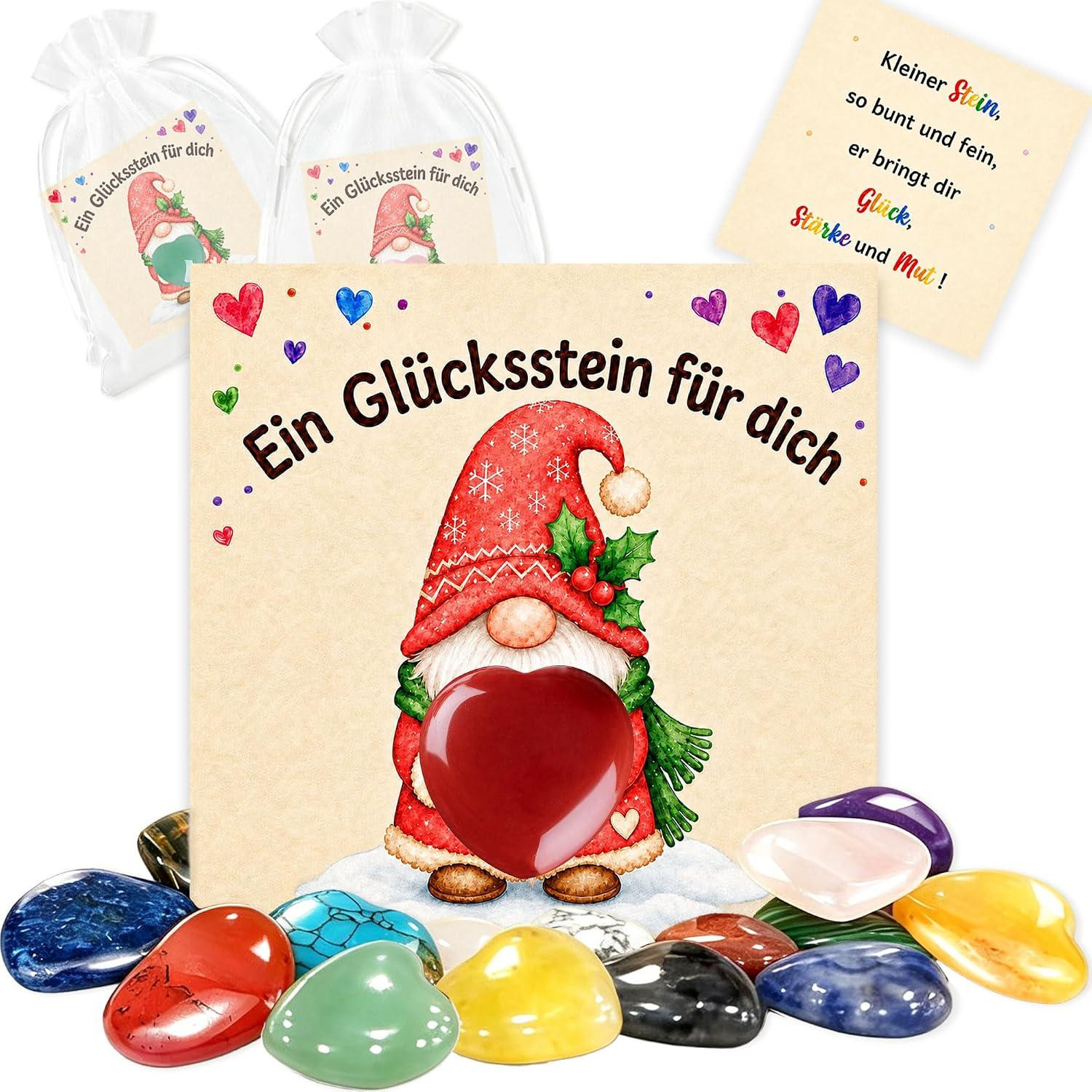 oCreon Geluksstenen voor kinderen - Set van 16 - Adventskalender vulling
