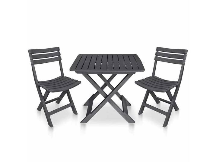 Anthracite Ensemble de bistro pliable 3 pcs Plastique Anthracite - Meuble de balcon LV59613