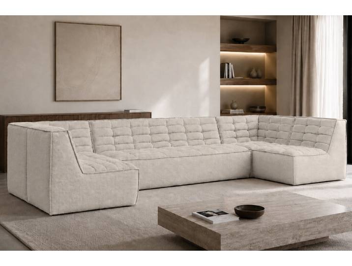 Kaiser Möbel Ecksofa modulares U Medium aus POP-Stoff, LAZY U Medium, Wohnlandschaft / U-Sofa, U-Form,Tiefe Sitzfläche, Frei im Raum stellbar, POP-Plüschstoff