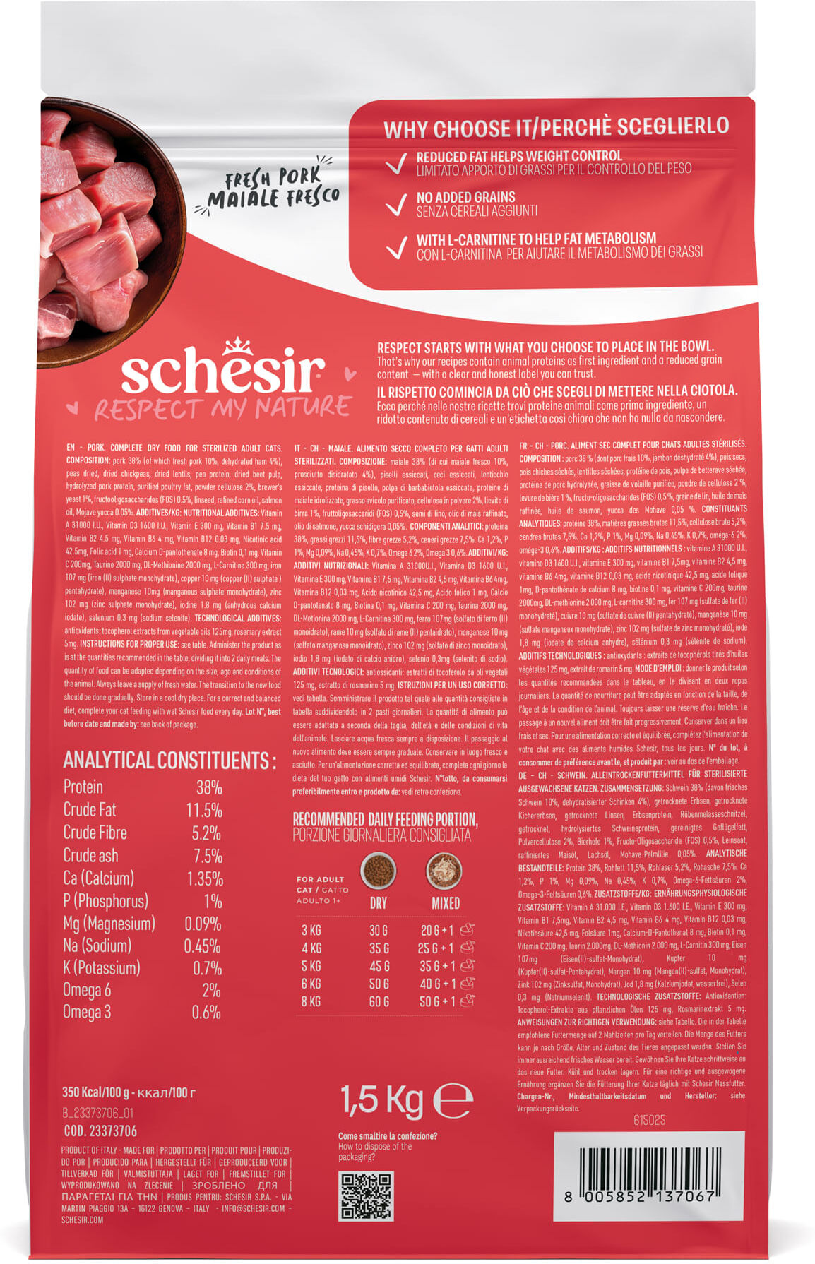 Schesir Cat Monoprotein Sterilized Prosciutto 1.5KG