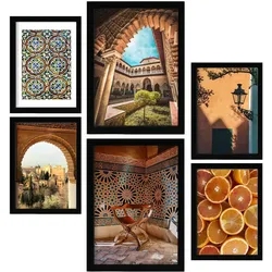 POSTER Set Mit 6 Andalusicia Spanien In Fotografie A3 & A4 Schwarzer Rahmen