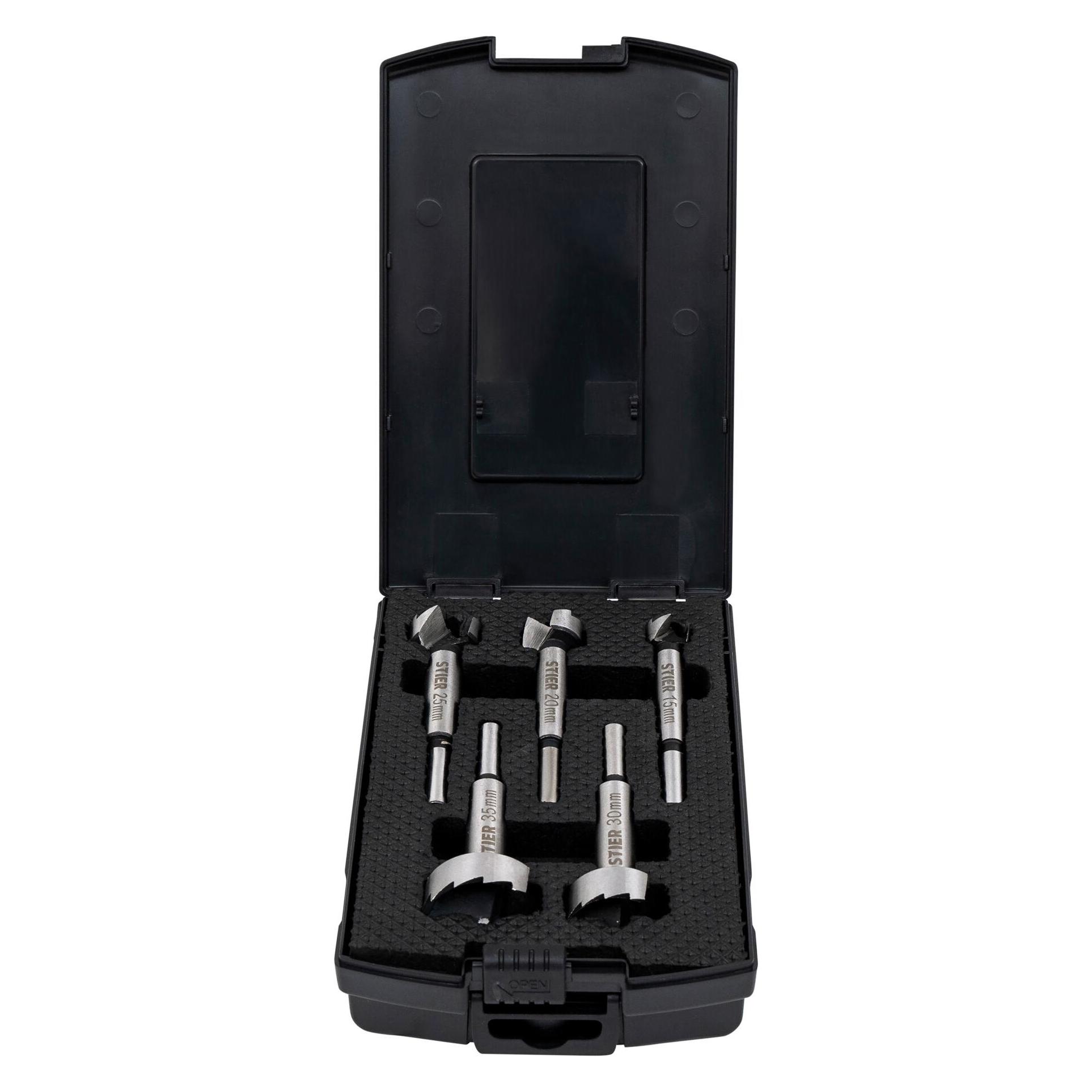 Stier Forstnerbohrer-Set, 5-teilig (15, 20, 25, 30, 35 mm) (15 Millimeter, 25 Millimeter, 30 Millimeter, 35 Millimeter, bis 20 Millimeter) (82633478)