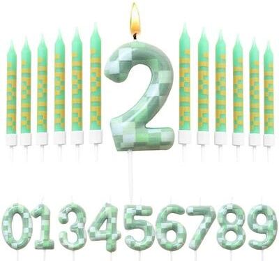 Uplifted Goods Green Theme Digital Birthday Cake Candle Set