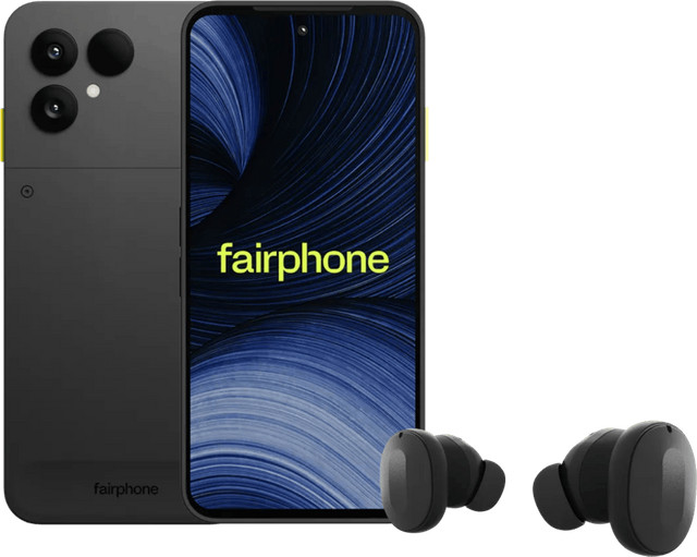Fairphone 6+ 256GB Zwart 5G met Fairbuds Wireless Zwart