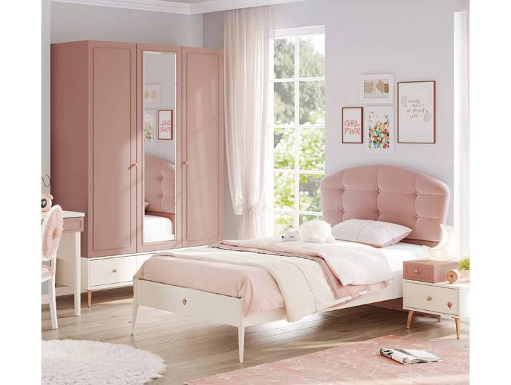 Möbel-Zeit Jugendzimmer-Set ELEGANCE Kinderzimmer 3-tlg. Kleiderschrank Kinderbett Nachtkommode