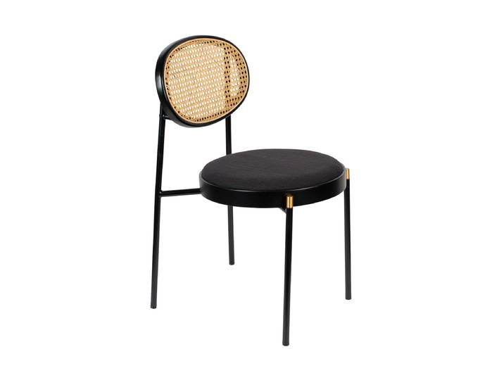 Design Stuhl „Don't Stop The Webbing“ Samt Schwarz, Natural, Gold Bold Monkey