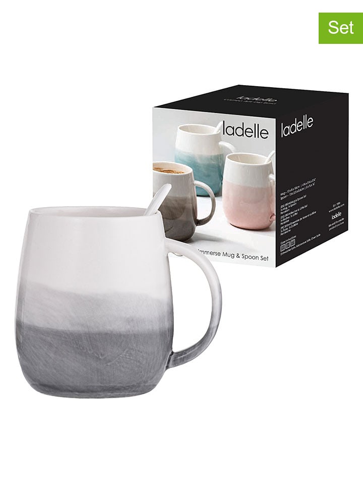 Ladelle 2tlg. Set: Kaffeetasse "Immerse Ombre" in Grau - (H)12 x Ø 8 cm - onesize