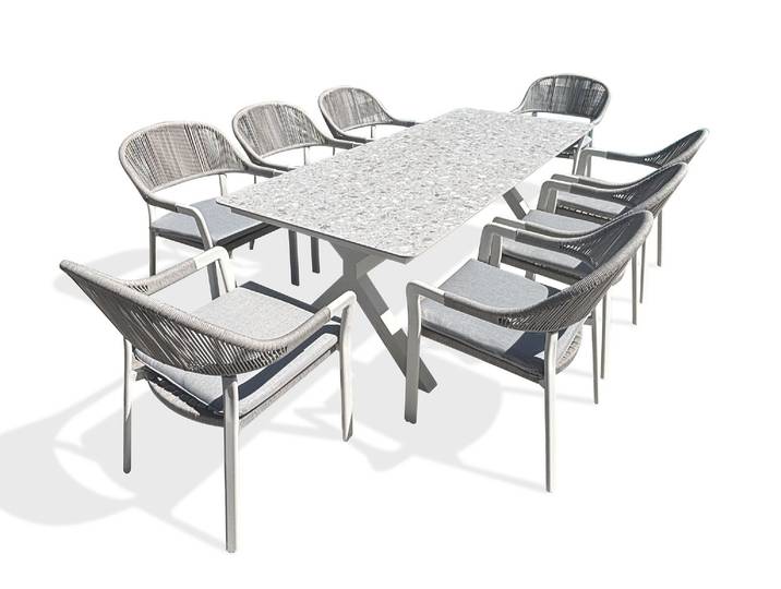 Abella - Ensemble Repas De Jardin En Aluminium (8 Places) - Remarquable