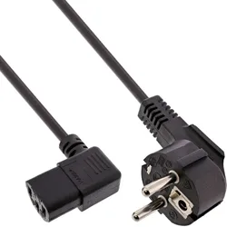 InLine Netzkabel, Schutzk. gew. / Kaltgerätest. C13 links abgew., 0,3m