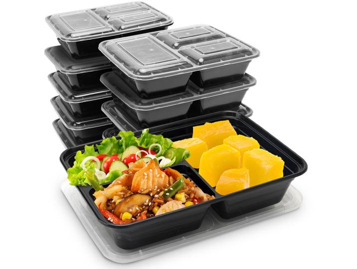 20 Lebensmittelboxen mit Deckel & Trennfächern, Bento-Boxen, 1,2 l