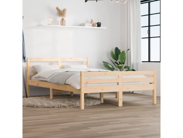 furnicato Bettgestell Massivholz Kiefernholz 205,5x165,5x69,5 cm natur (1-tlg)