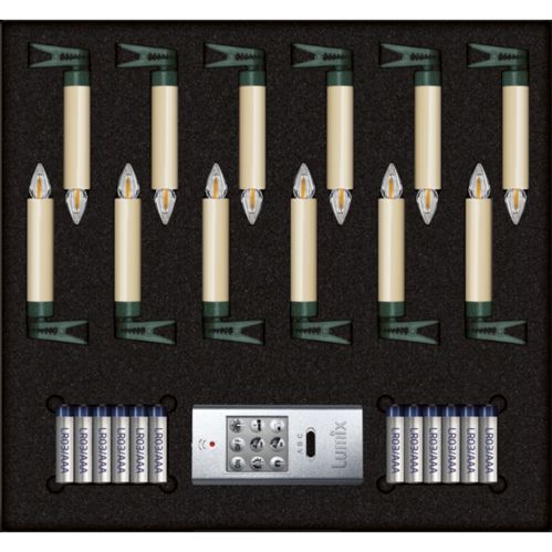 Krinner Superlight Bavaria Mini Flame 12er Set Elfenbein Basis