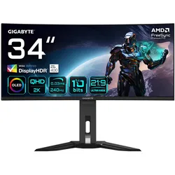 Gigabyte MO34WQC2 EK (3440 x 1440 Pixel, 34"), Monitor, Schwarz