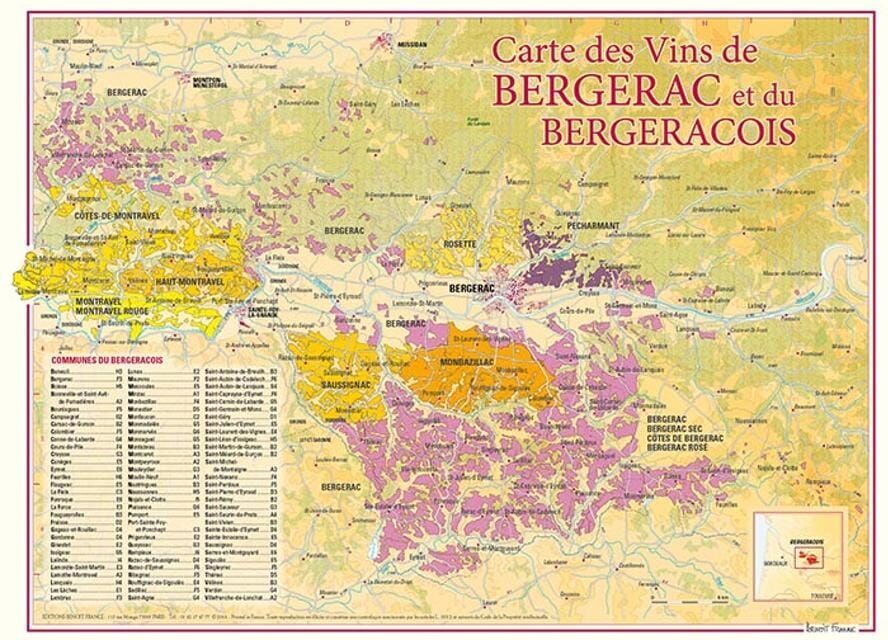 Carte des vins de Bergerac et du Bergeracois   Benoit France