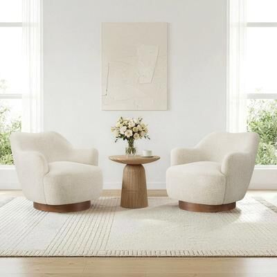 Spruce & Spring Modern Upholstered Swivel Accent Chair with Wood Base