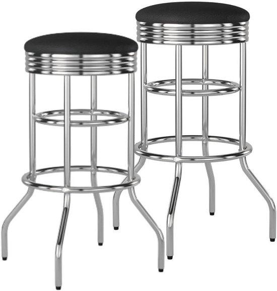 Barstuhl Schwarz Chrom - Set von 2