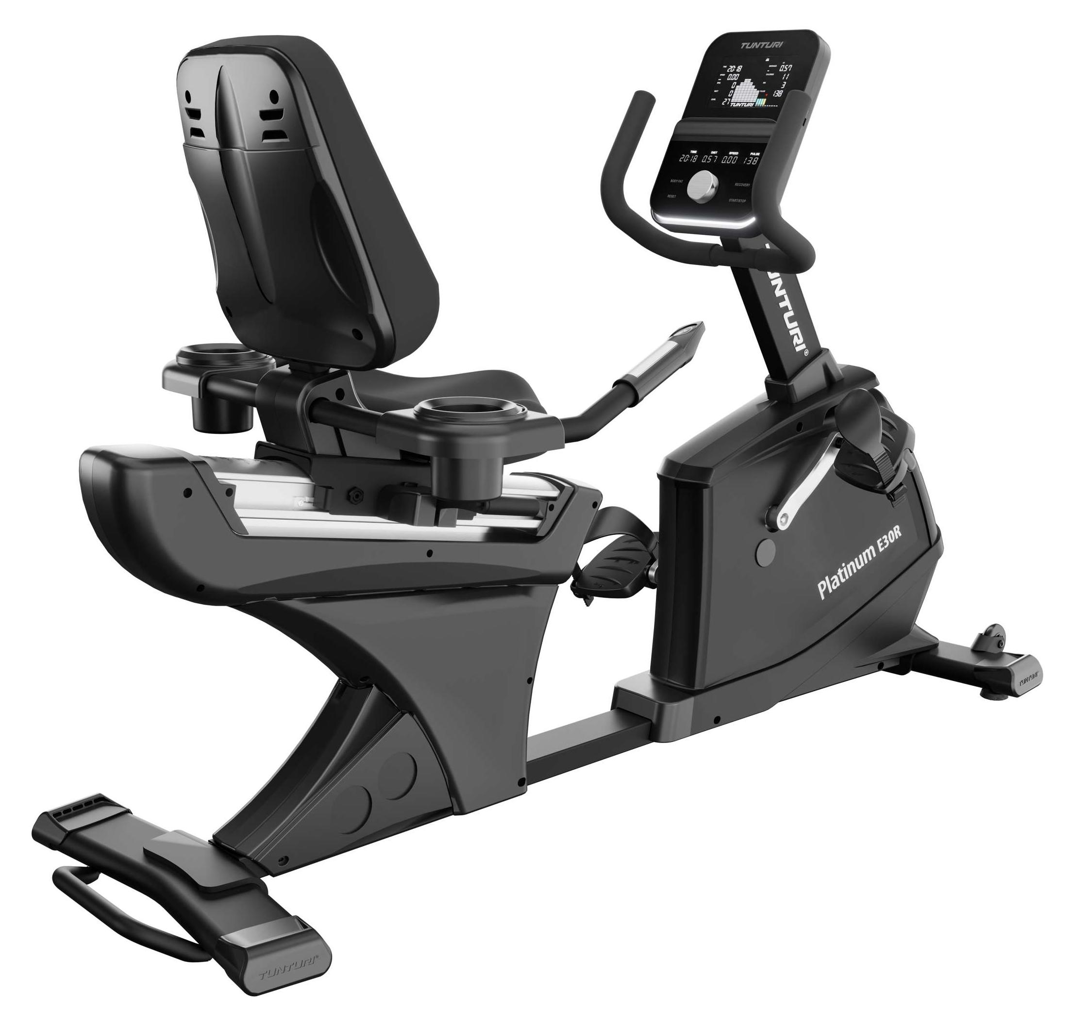 Tunturi Signature E30-R Liegeergometer - Fitnessfahrrad mit niedrigem Einstieg - Ergonomisch verstellbar - Mit Transportrollen - Schwarz