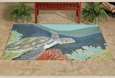 Trans Ocean Import Co Inc "Akumal Ocean Rectangle Rug Multi Cool, 5' x 7'6"", Multi Cool"
