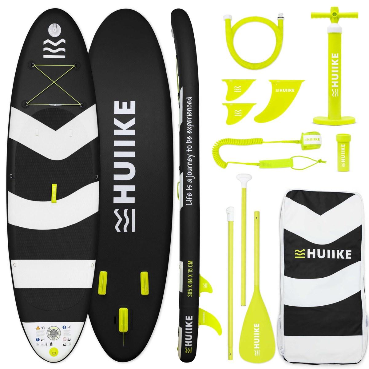 Aufblasbares SUP-Board - Belastbarkeit bis 130 kg - Mit Zubehör - Schwarz - 10 Fuß