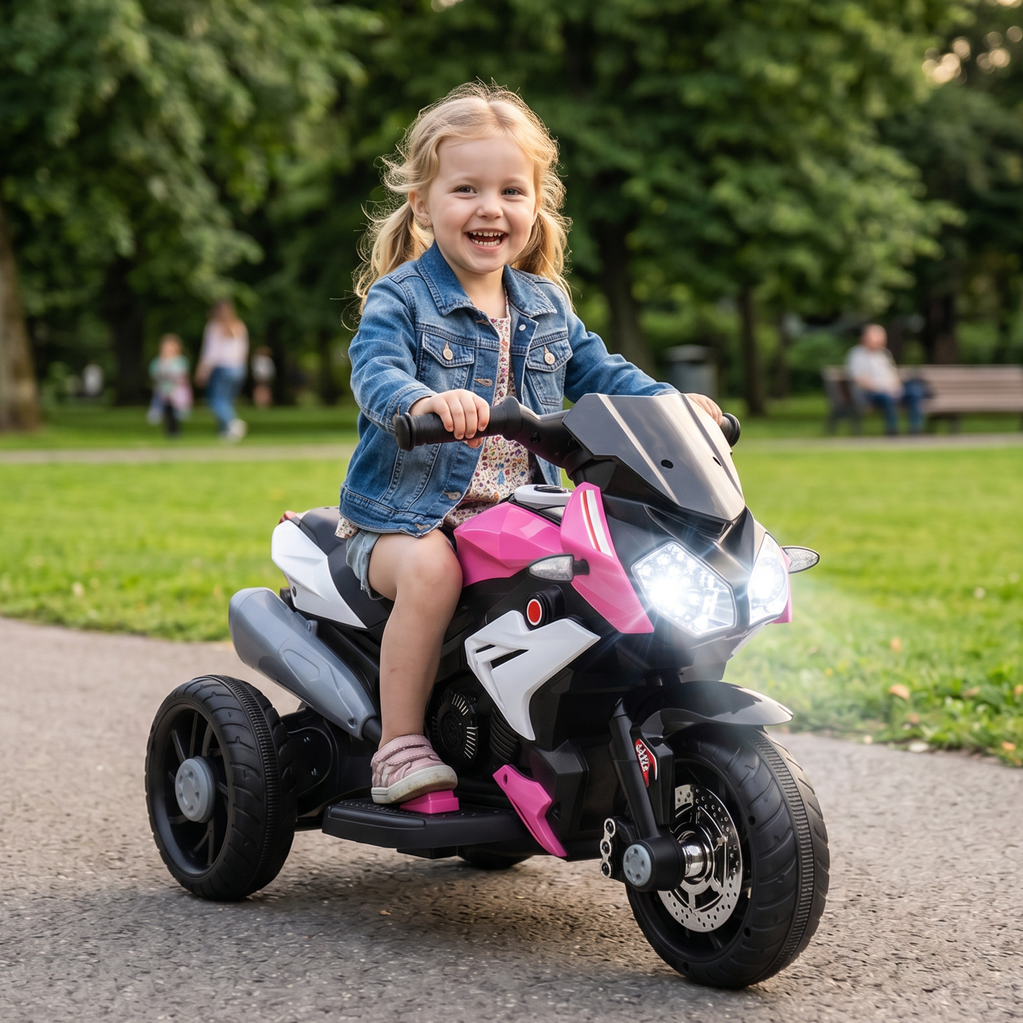 Homcom Moto Elettrica per Bambini 37-60 Mesi con Pedale, Fari, Musica e Clacson, 3 km/h Mini Moto, Max 25kg, Rosa   Aosom Italy