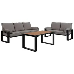 GARTENMÖBEL-SET ELBA: 1x Tisch, 2x Sofa - Grau