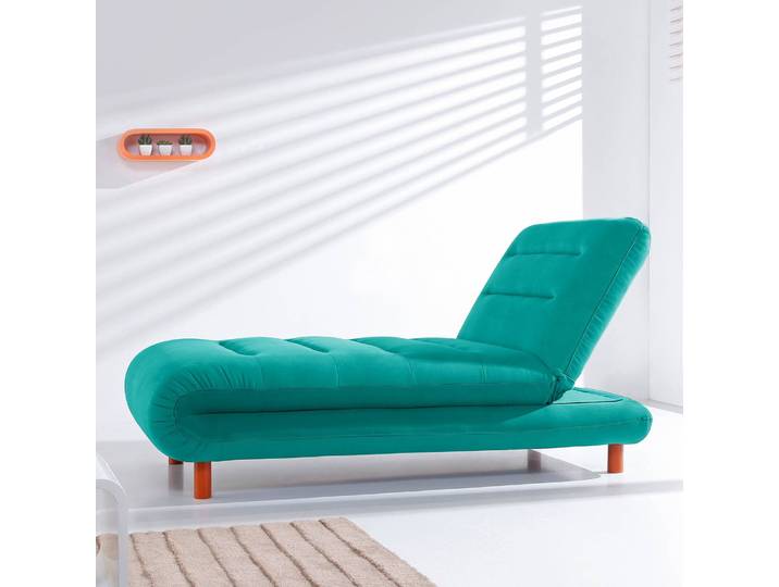 Chaiselongue Webstoff Türkis/Türkis Webstoff 162 x 88 x 87cm Modern