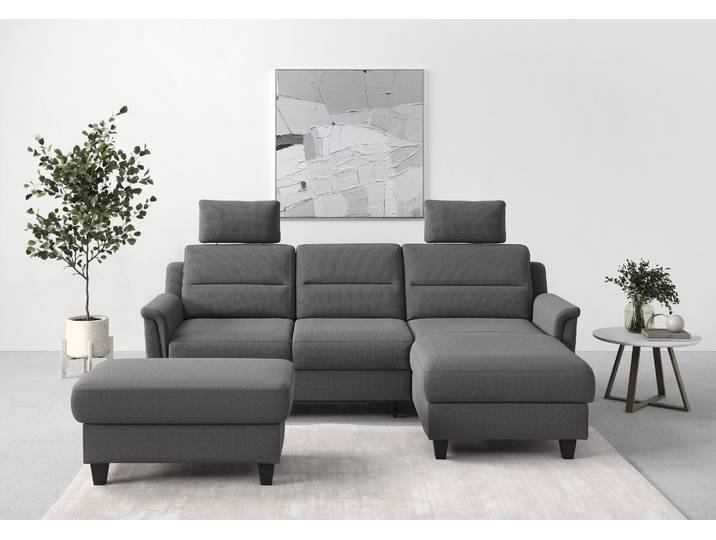 Ecksofa, Luxus-Microfaser, Grau, 234×168 cm, Mit Bettfunktion & Bettkasten, Sit & More