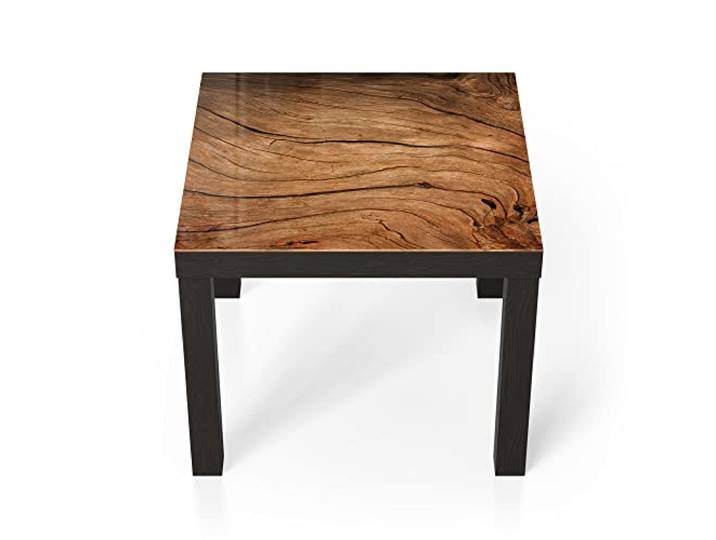 DEQORI Glastisch schwarz klein 55x55 cm Motiv Detaillierte Holzmaserung ausgefallener Beistelltisch aus Glas Hochglanz Couchtisch fürs Wohnzimmer moderner Couch Tisch mit Design