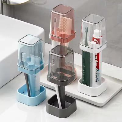 Uplift Treasures Minimalist Toothbrush Holder Set Compact Bathroom Organizer With Gargle Cup & Tumbler Rack white