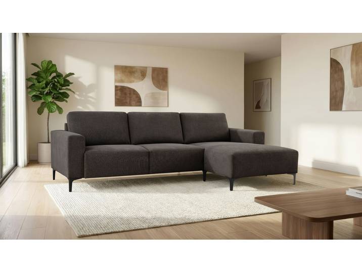 Ecksofa GOODPRODUCT Tournon, L-Form, Breite 262 cm, Webstoff, Chenille , grau (anthrazit), B:262cm H:85cm T:152cm, 100% Polyester, Sofas, Ecksofa, Designsofa im nordischen Stil, Wellenunterfederung, Metallfüsse