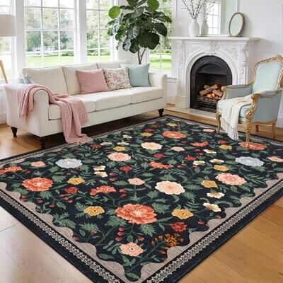 Garvee Farmhouse Botanical Vine Washable Area Rug