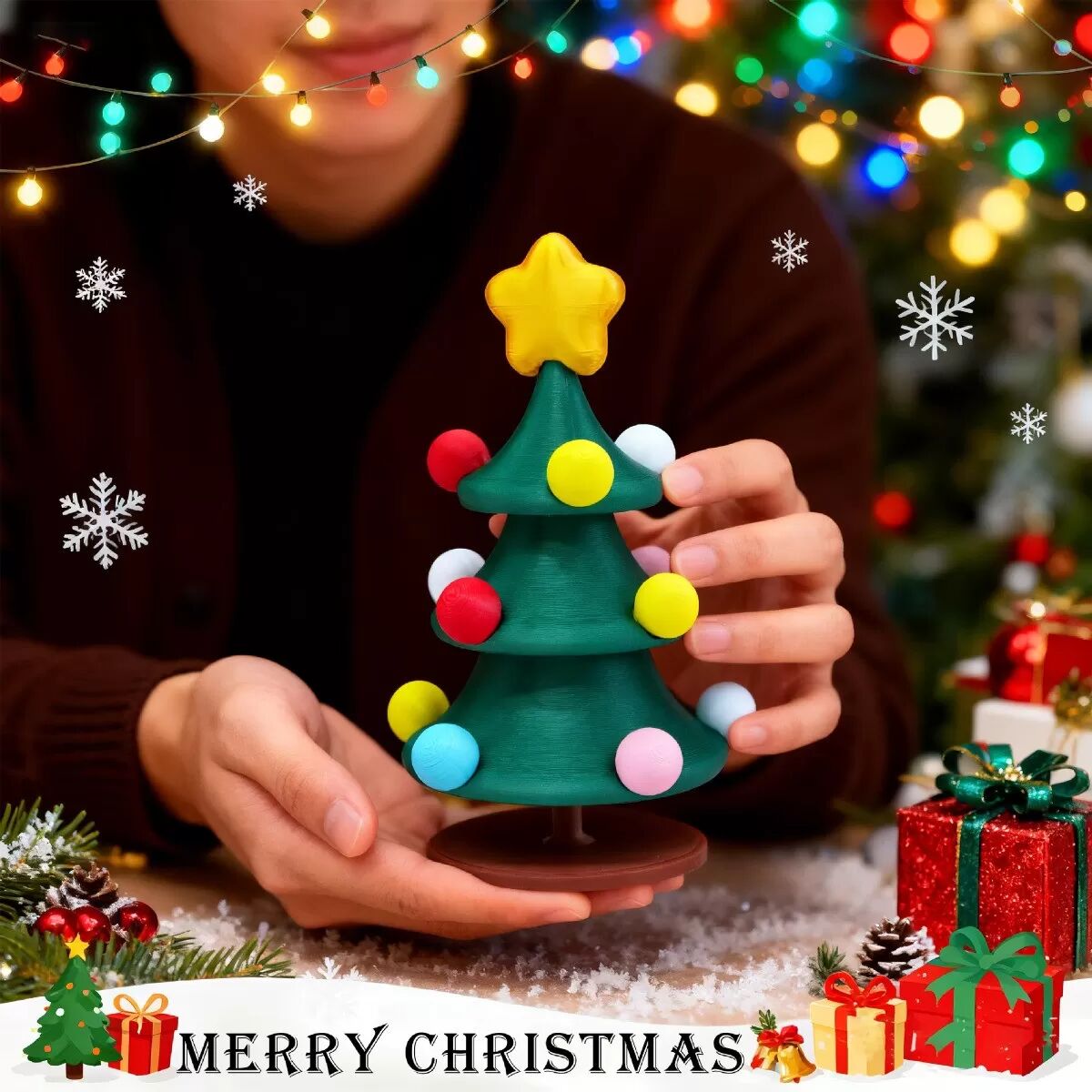 INF Rotierende musikalische Weihnachtsbaum-Ornament - Festliche Tischdekoration L