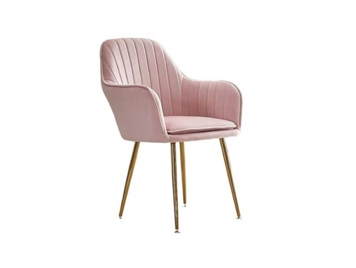 Xumh2024-3 Küchenstuhl Nordic Sessel Moderne Esszimmer Stuhl Möbel Design Samt Wohnzimmer Kaffee Make-Up Zurück(Pink)