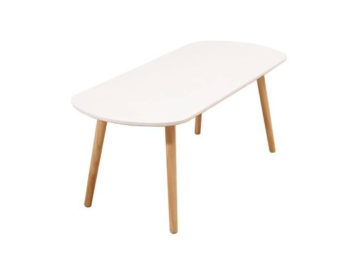 Table basse ovale scandinave blanc en bois - 110x55x45cm - Meuble de salon - Style scandinave - Moderne