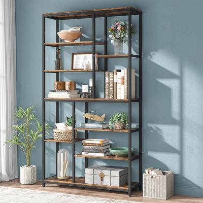YUZHOU 79 inches Tall Bookshelf Bookcase, Modern 8-Tier Staggered Bookcase