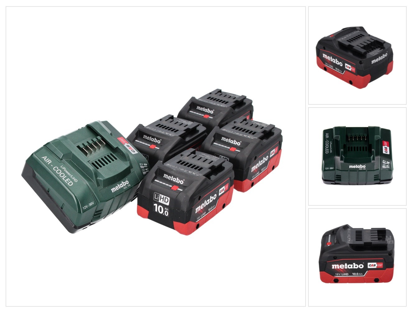 Metabo 18 V Basis Set 4x Akku 10,0 Ah LIHD + ASC 145 Ladegerät CAS System