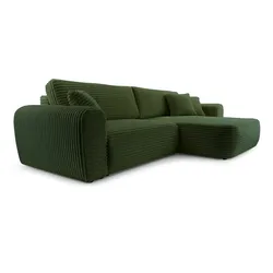 ECKSOFA VIVA Grün Kordstoff mit Schlaffunktion