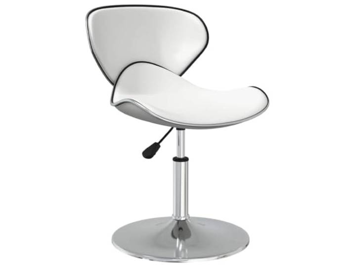 NLQMSU Esszimmerstühle, Weiß, Kunstleder, drehbar, verstellbar, 4 Stück Basis aus verchromtem Stahl, um 360 Grad drehbar, Gashebemechanismus, leicht zu reinigen, für Haus, Büro, Bar, Café