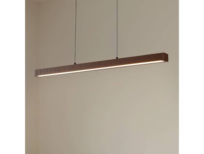 Suspension LED Emara, chêne, CCT, bois foncé - Lucande - Salle à manger - Design - Linéaire