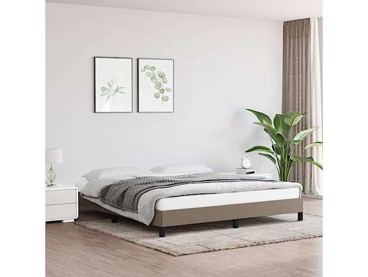 YUOTYRKTEJRSG Strapazierfähiger Stoff Schlafzimmer 180x200 Taupe Bettgestell ohne Matratze Taupe 180x200 cm Stoff Boxspring Optik mit Kopfteil Stabiler Lattenrost Schlafzimmer Möbel