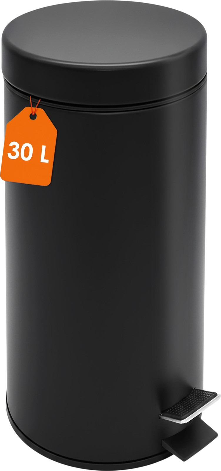Spetebo Metalen afvalemmer met voetpedaal, zwart, 30 liter