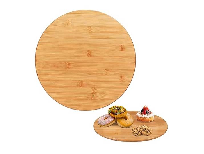 Relaxdays Plateau tournant en bambou\, rotatif à 360°\, rond\, pour le service\, pour vos épices\, diamètre : 40 cm\, nature