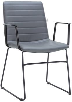 LeisureMod Zylar Modern Ergonomic Sled Base Guest Office Chair with Arms, Powder Coated Frame