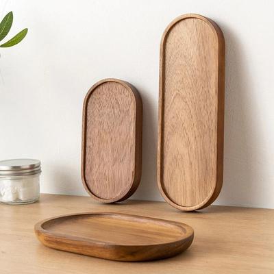 Uplifted Finds Solid Wood Serving Tray Japanese Style Round Rectangle Dessert Plate b1